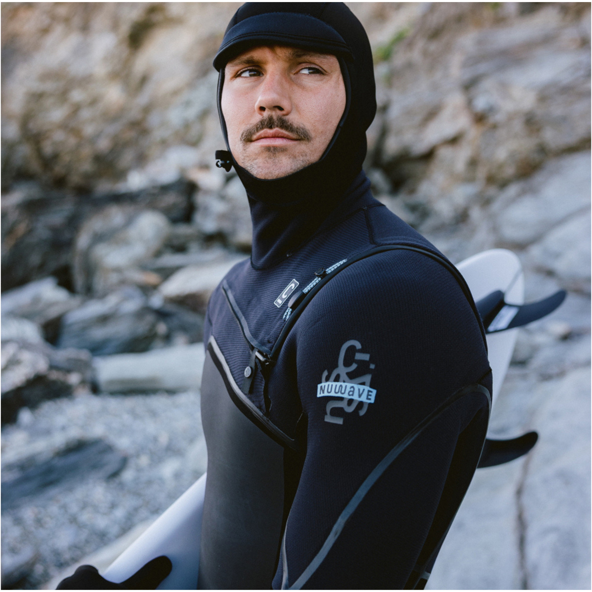 2026 C-Skins Mens Nuwave Wired 6/5mm Hooded Wetsuit CWI65MH - Black / Black / Blue